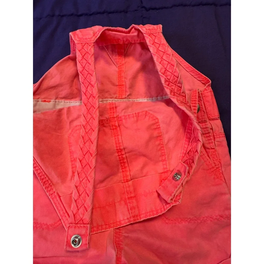 OshKosh Bgosh Neon Pink Braided Strap Cotton Shortall Overalls 18M